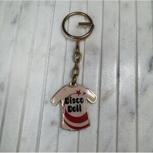 Vintage "Disco Doll" Centennia 1979 T-Shirt Keychain Retro Goldtone Skate